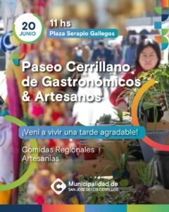 La Municipalidad de Cerrillos invita al Paseo Cerrillano de Gastronómicos y Artesanos.