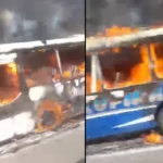 RN 34: Un colectivo fue consumido por el fuego