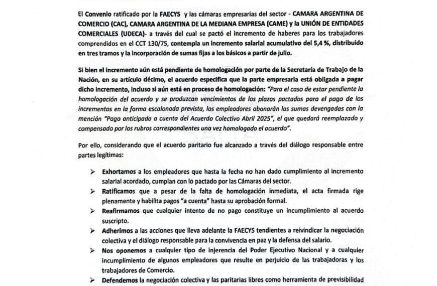 El Sindicato de Empleados de Comercio en ESTADO SE ALERTA