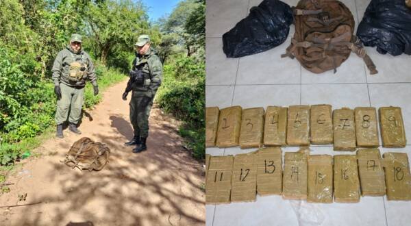 Salteño arrojó una mochila con más de 18 kilos de cocaína en la frontera y se fugó