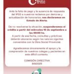 EL CÍRCULO MÉDICO DE SALTA SE ENCUENTRA EN ESTADO DE ALERTA