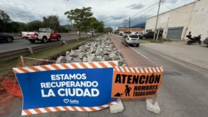 Ejecutan la renovación de la calzada en la colectora de la avenida Tavella