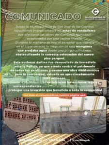 COMUNICADO: Desde la Municipalidad de San José de Cerrillos repudio total a actos vandálicos que afectaron obras del Complejo Municipal