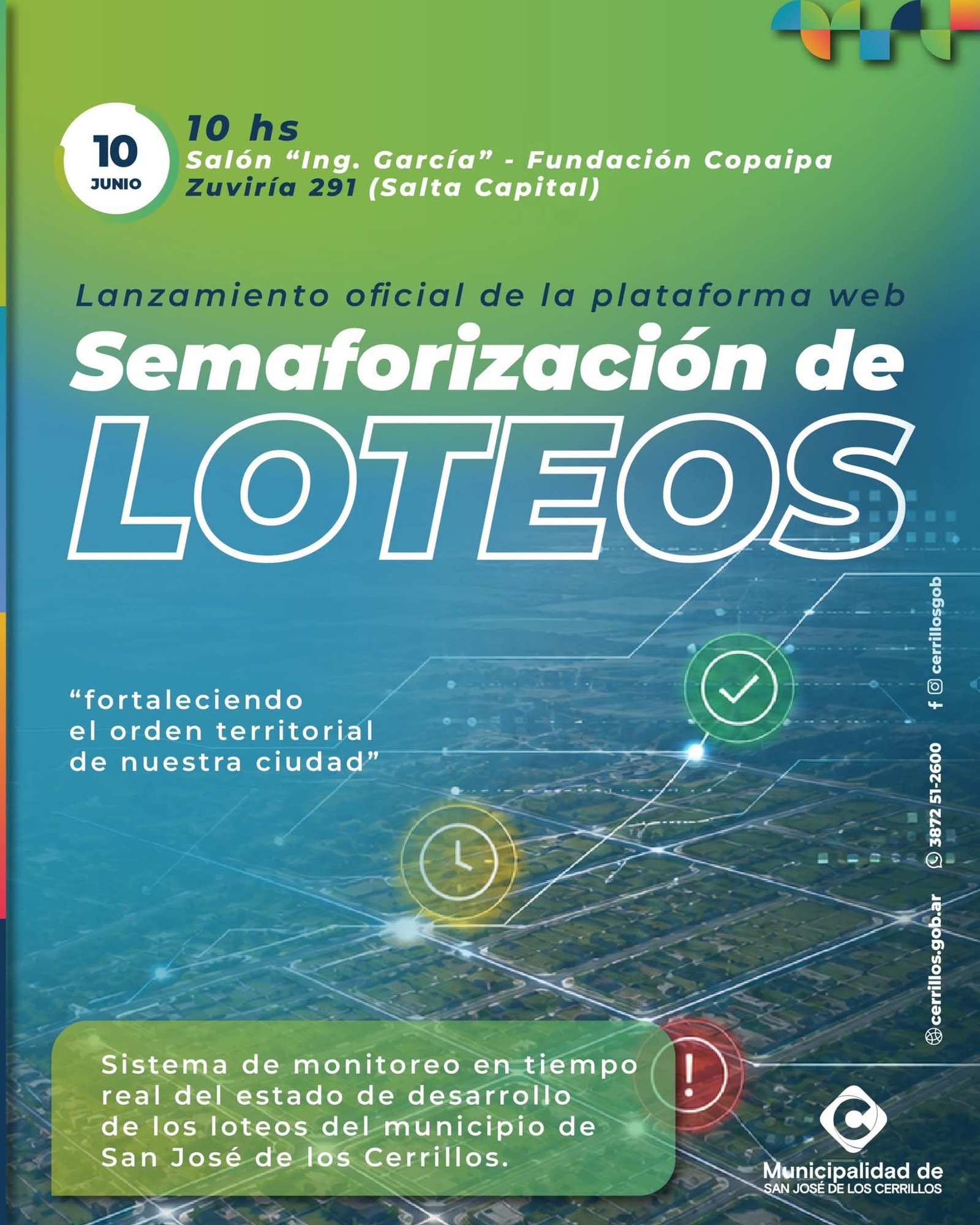 Cerrillos presentará una innovadora plataforma web para monitorear el estado de los loteos y urbanizaciones