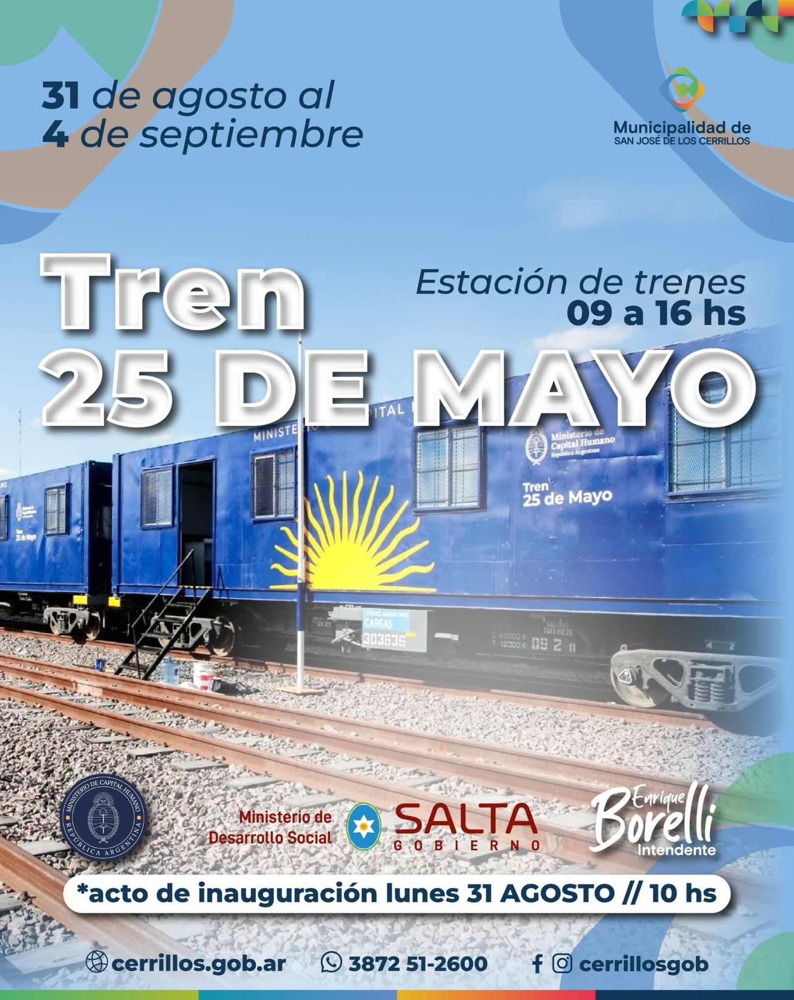 EL TREN 25 DE MAYO LLEGA A CERRILLOS CON SERVICIOS GRATUITOS PARA LA COMUNIDAD