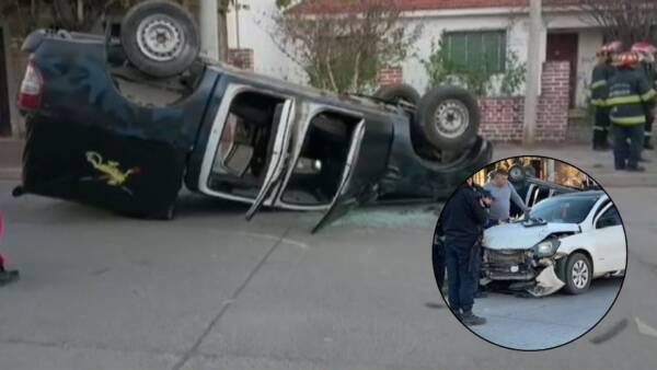 Violento choque en Salta entre una camioneta de Infantería y un auto: 4 uniformados heridos