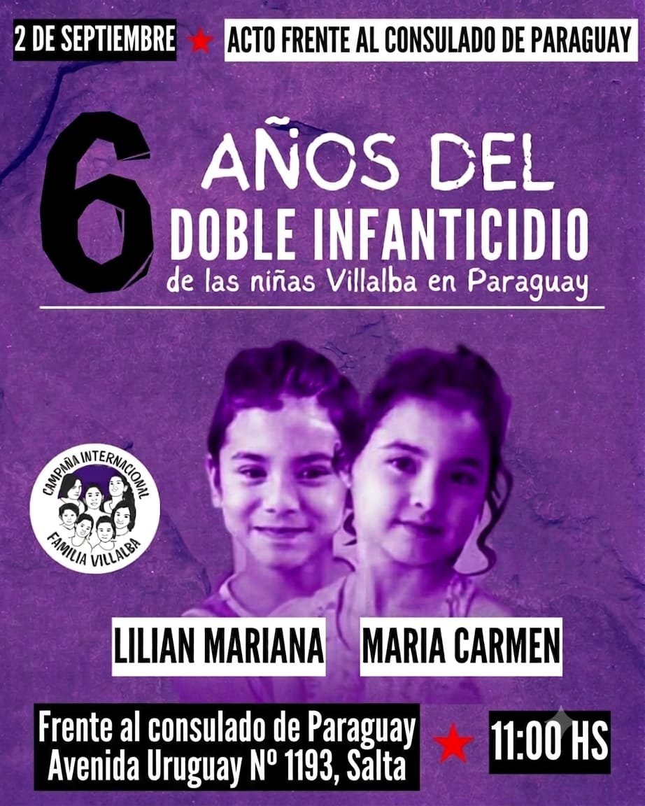 A 6 años del doble infanticidio de las niñas Villalba, Salta se moviliza frente al Consulado de Paraguay